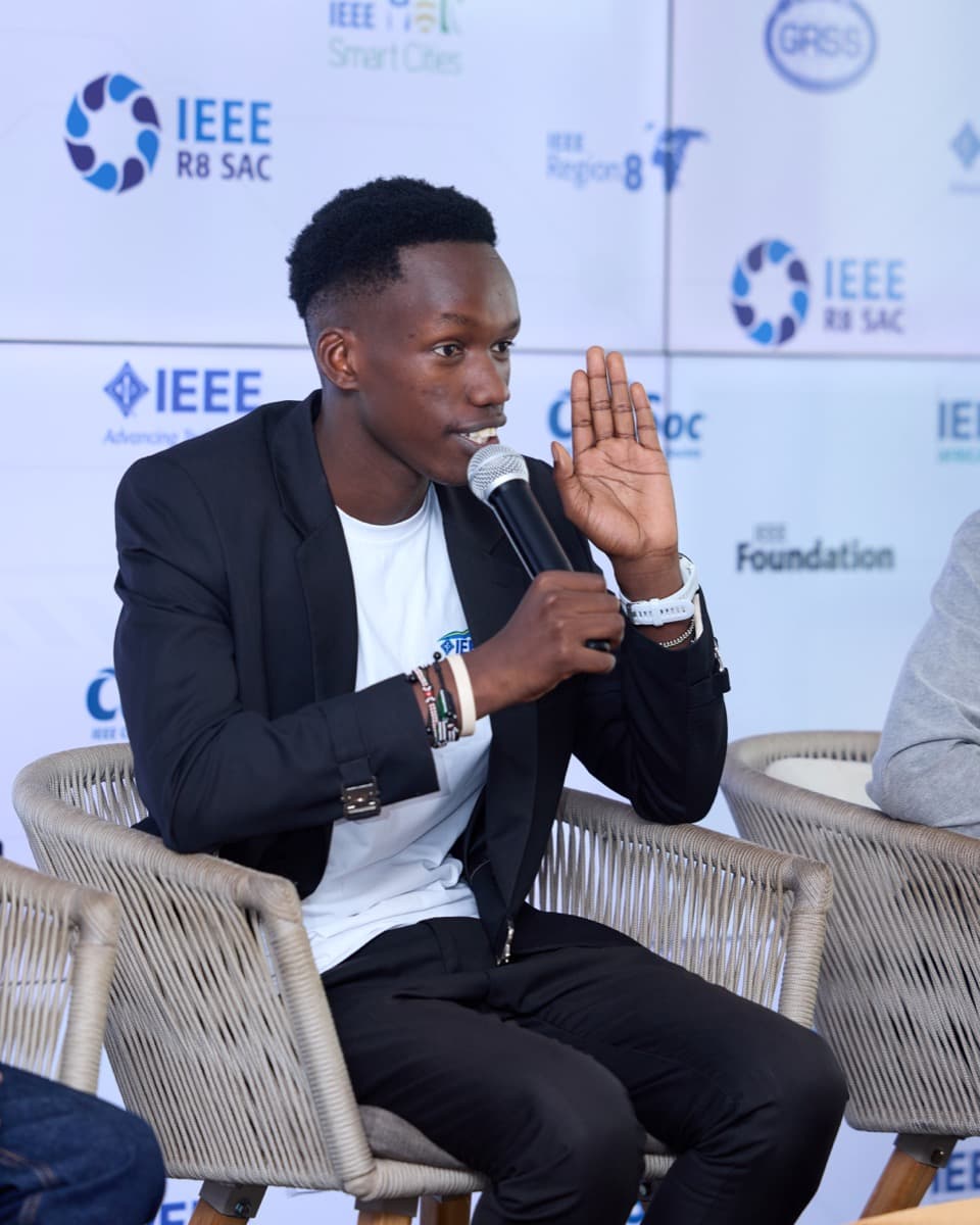 A speaker sharing ideas during the IEEE Rwanda launch